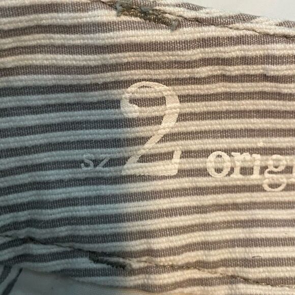 Loft Original Crop Seersucker Pants Tan White Stripe Knit Mid-Rise 2 - Picture 5 of 7